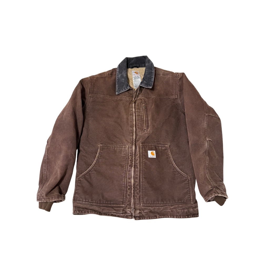 Carhartt Women's Sherpa Lined Canvas Work Jacket Brown Regular Large WCI081